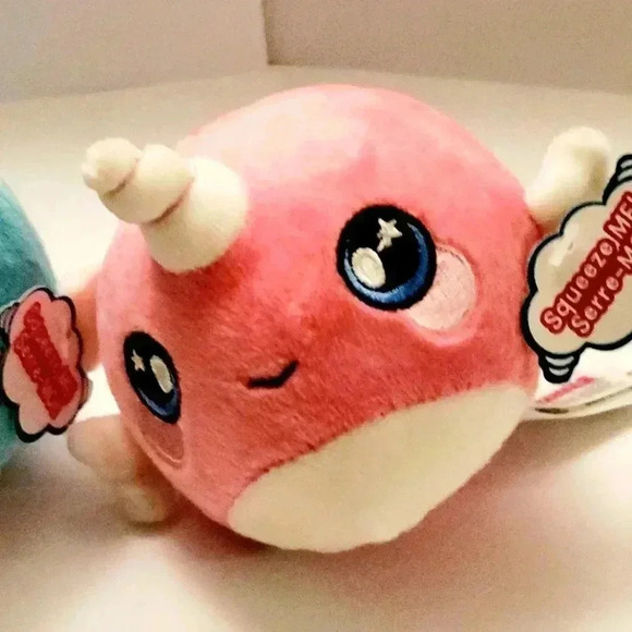 Squishzamals Nadia& Narcissa  Narwal Toys 2 pcs Blue & Pink Brand New - Picture 3 of 5